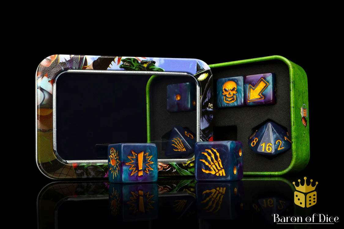 Baron of Dice Tanzanite – Skeleton – 7-teiliges Würfelset für Bloody Football