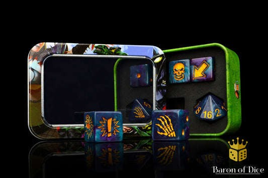 Baron of Dice Tanzanite – Skeleton – 7-teiliges Würfelset für Bloody Football