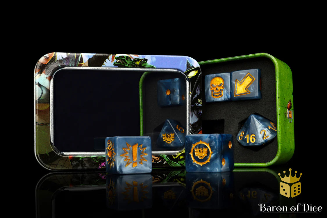 Baron of Dice Titanium – Eagle – 7-teiliges Würfelset für Bloody Football