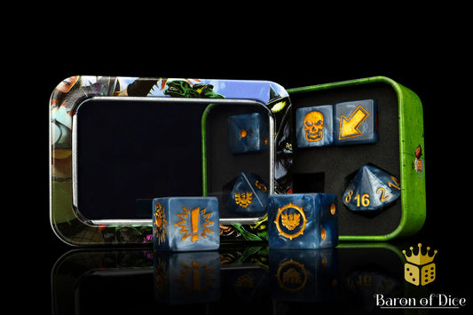 Baron of Dice Titanium – Eagle – 7-teiliges Würfelset für Bloody Football