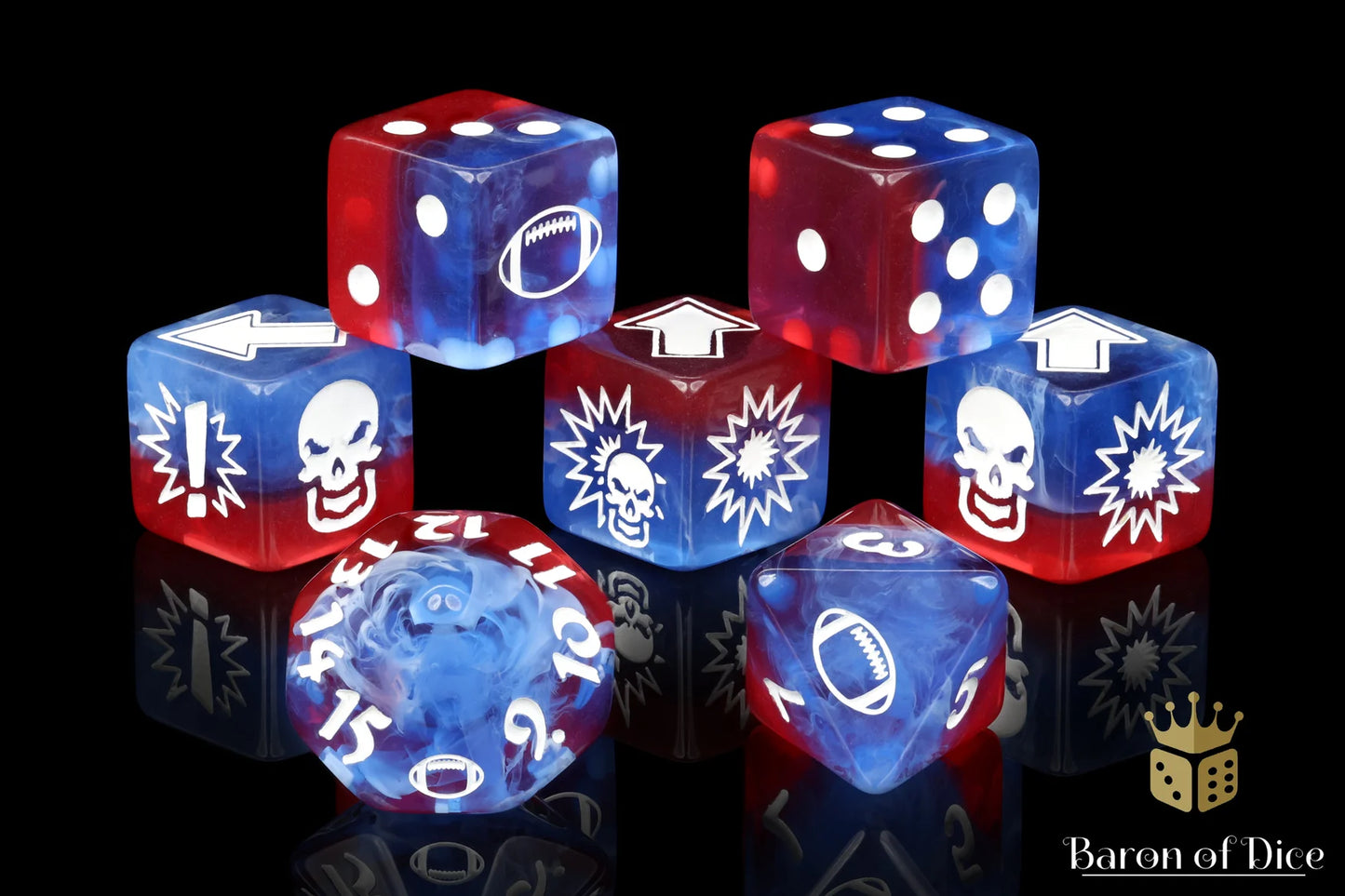 Baron of Dice Revolution – Generic Football – 7-teiliges Würfelset für Bloody Football