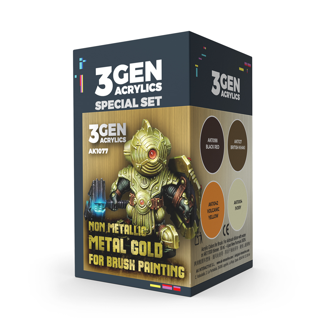 AK Interactive Wargame Color Set Non Metallic Metal Gold 3rd Generation AK-1077 - 4 x 17 ml