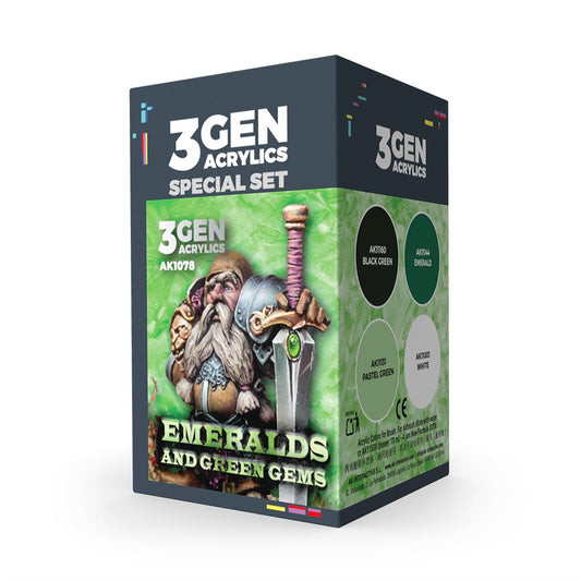 AK Interactive Wargame Color Set Emeralds and Green Gems 3rd Generation AK-1078 - 4 x 17 ml