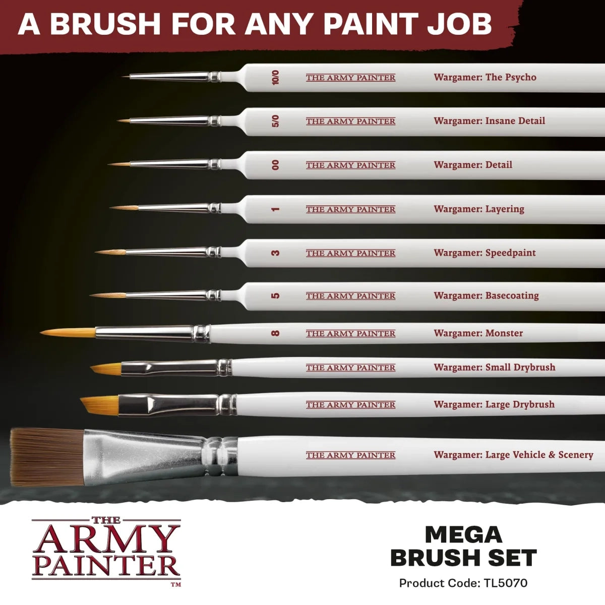 The Army Painter Mega Brush Set 2025 – 10 Modellbaupinsel