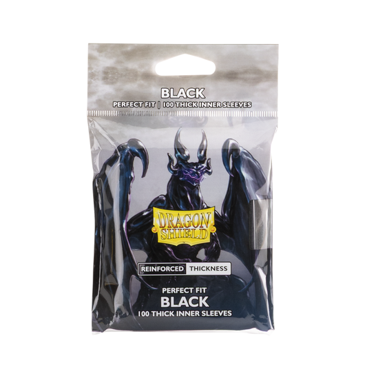 Dragon Shield Perfect Fit Thick Inner Sleeves Black – 100 Kartenhüllen