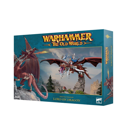 Miniatur eines High Elf Lords auf Drachen aus Warhammer
