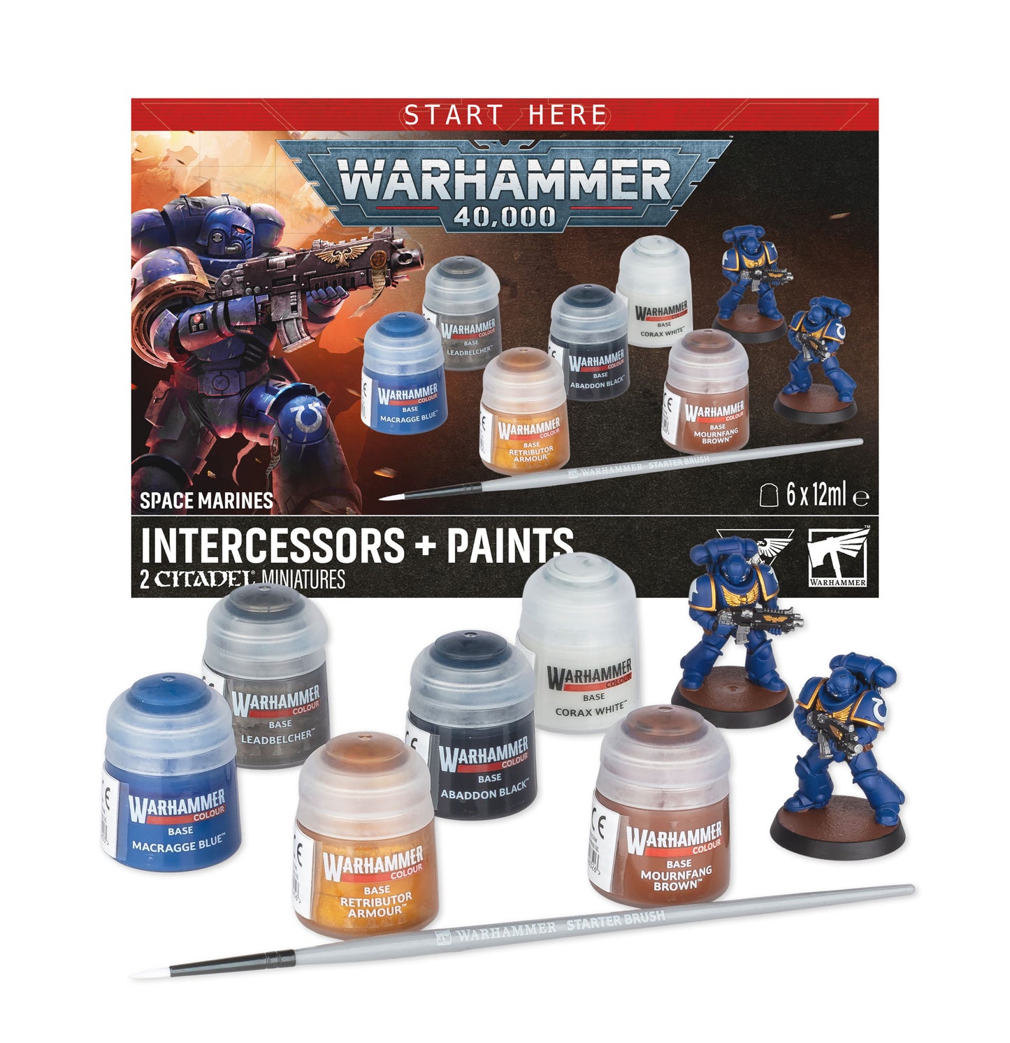 Warhammer 40.000 Space Marines: Intercessors + Farben-Set