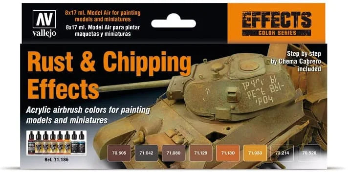Vallejo Model Air Rust Chipping Effects Set 8 Farben MA71186 Neu