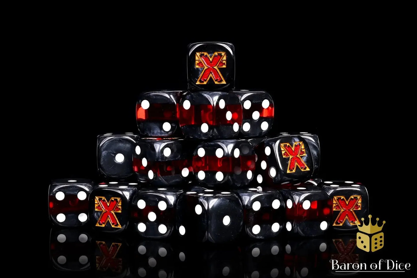 Baron of Dice Exalted Red Chaos – 25 runde Würfel für Sci-Fi Wargaming