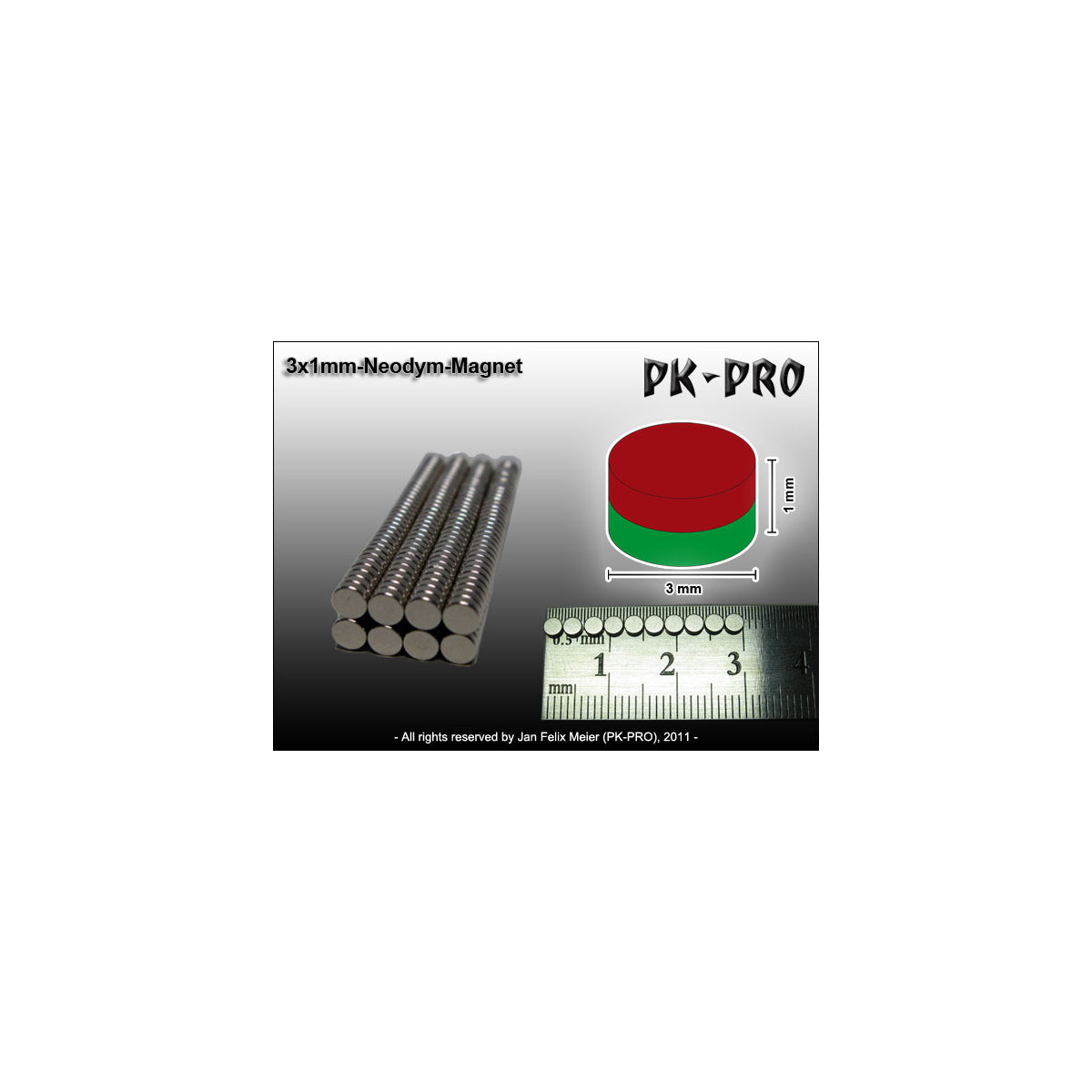 PK-PRO Neodym Magnet Rund 3 x 1 mm - 10 Stück