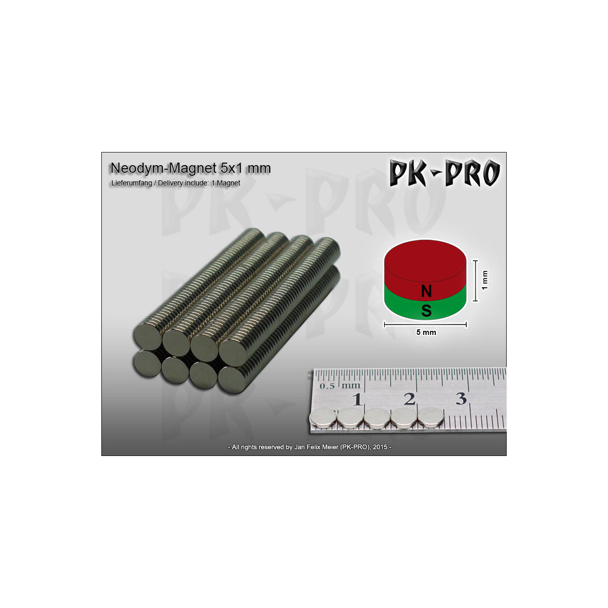 PK-PRO Neodym Magnet Rund 5 x 1 mm - 10 Stück