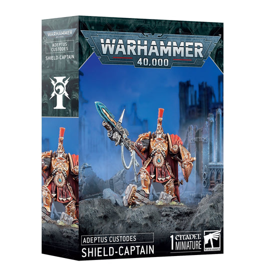 Miniatur eines Adeptus Custodes Schildkommandanten