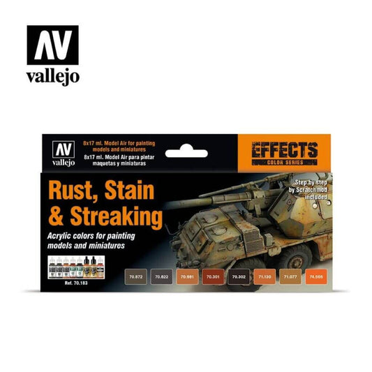 Vallejo Model Color - Rust, Stain & Streaking effects paint set