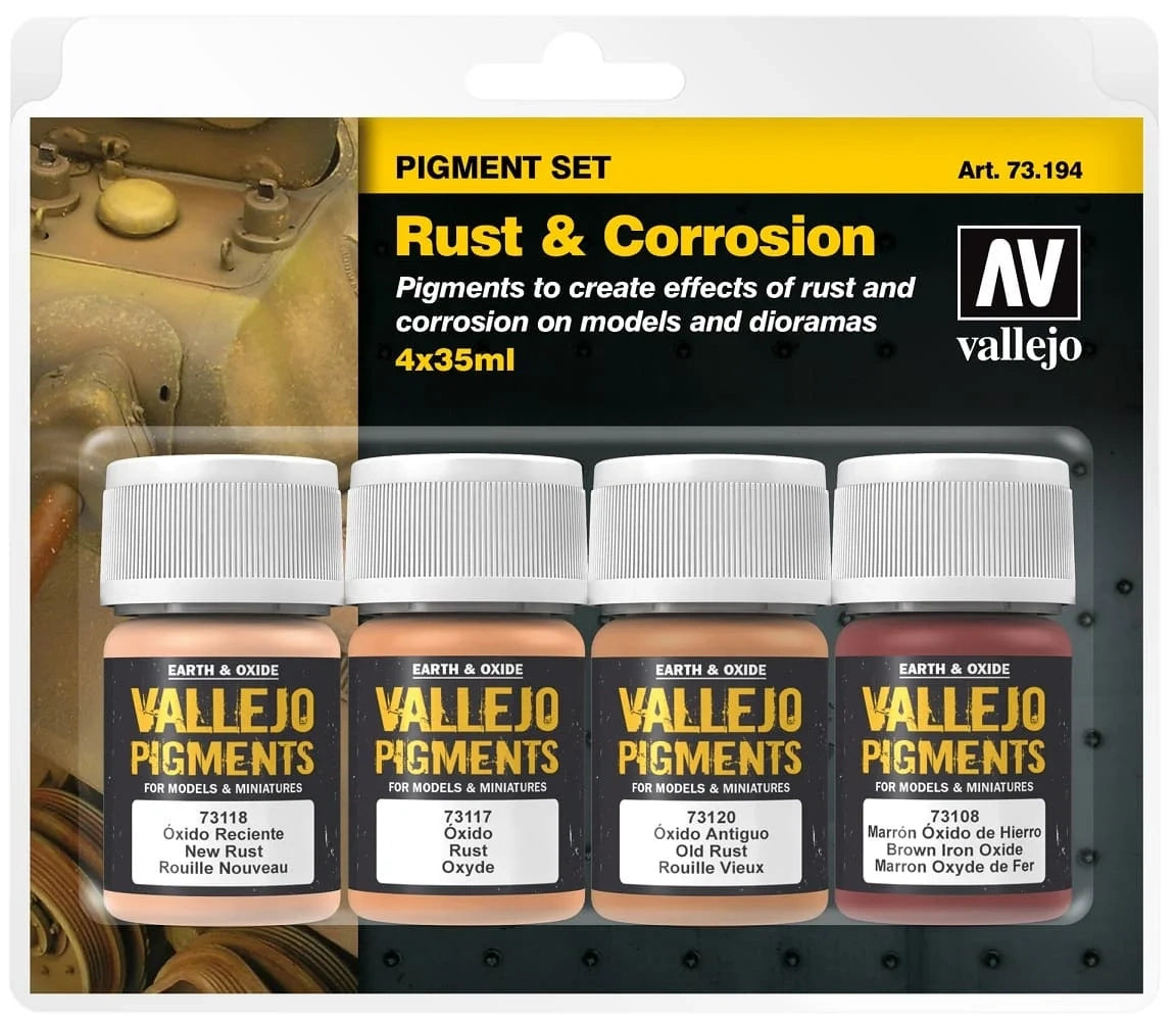 Vallejo Rust & Corrosion – Pigmentset für Rosteffekte, 4 × 35 ml
