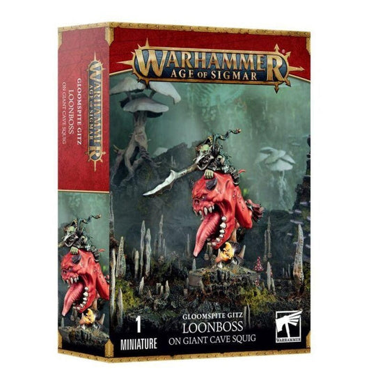 Miniatur des Wahnboss auf großem Hohlensquig aus Warhammer